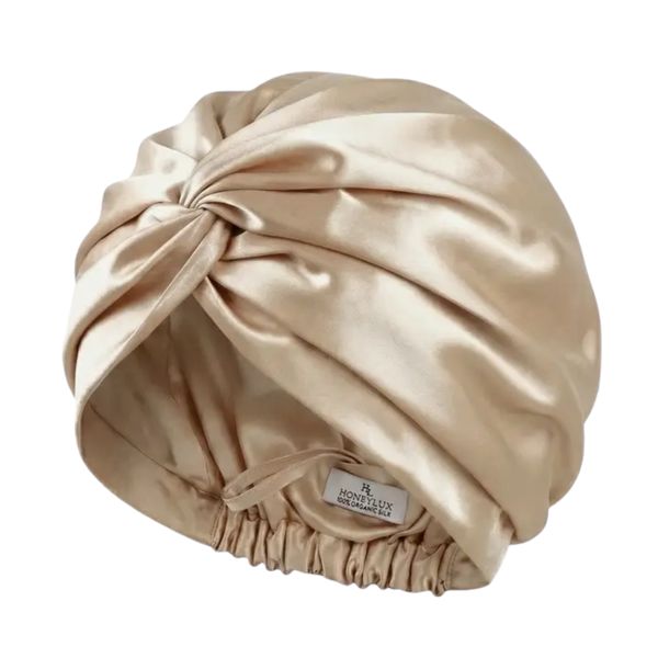 Pure Silk Sleep Bonnet Champagne – Anti-Frizz, Adjustable