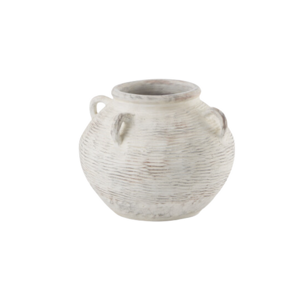 Misha Cream Textured Ceramic Floor Vase -Small