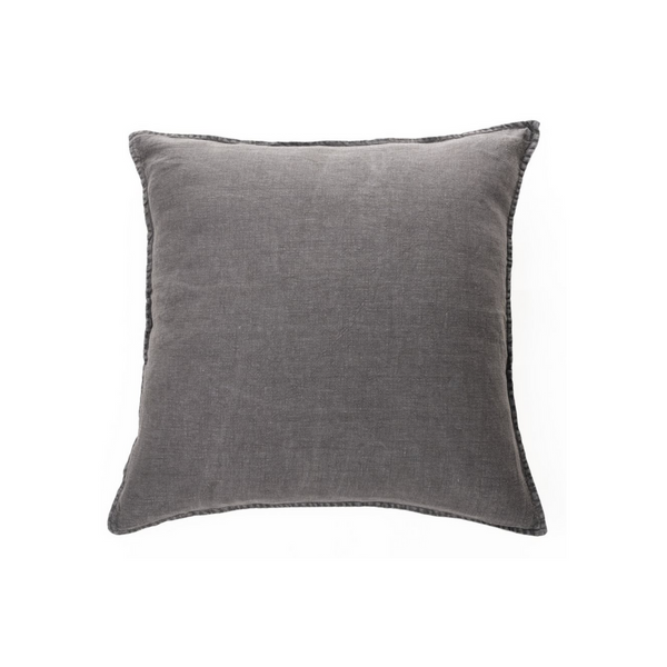Linen Stone Wash Decorative Pillow - Charcoal