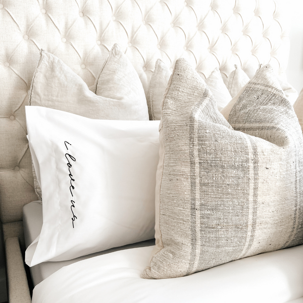 I Love Us Queen Pillowcase Set - White